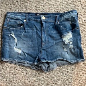 Destroyed denim shorts